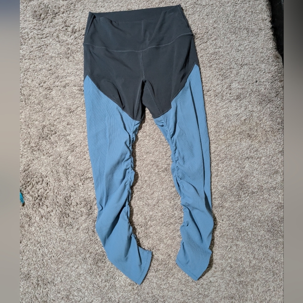Zyia Active, Womens 6-8, Storm‎ Parallel Luxe Leggings High Rise Ribbed 7/8